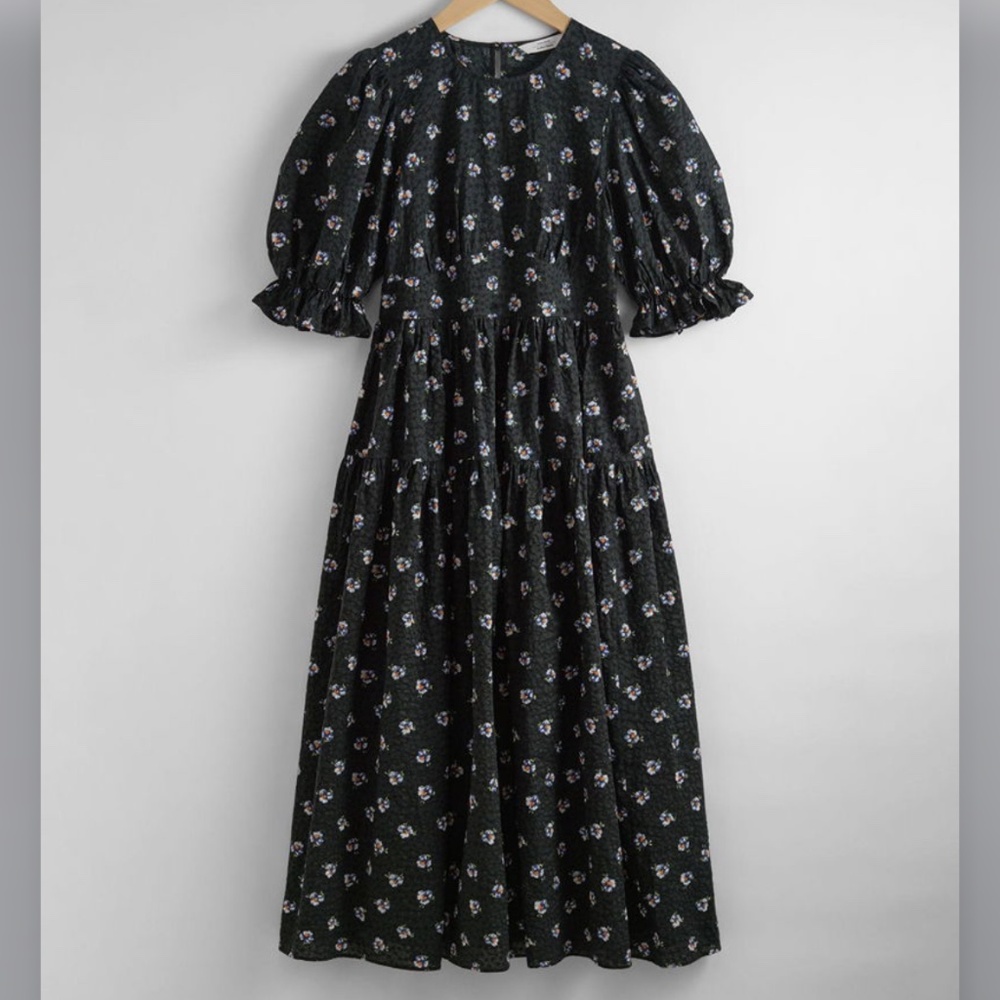 & other stories floral puff sleeve midi dress - Picture 2 of 8